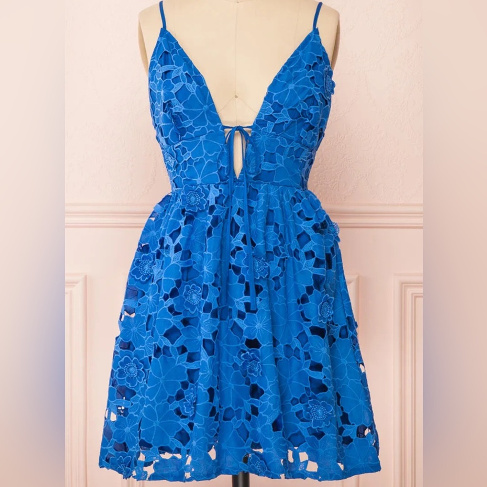 Blue Floral Lace mini Dress